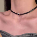 Women's multi-layer heart necklace with adjustable chain, alloy pendant, and artificial crystals.