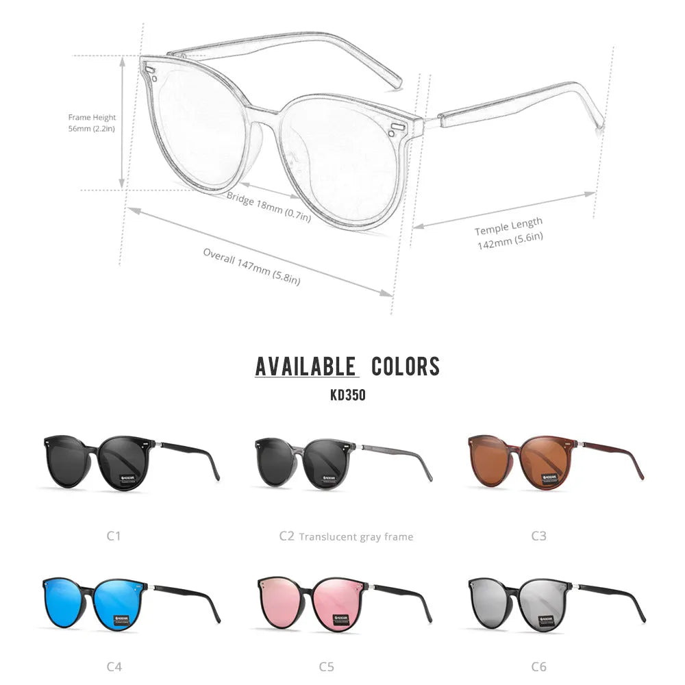 Cat eye large frame polarized UV protection sun glasses for women in colour options C1 to C6