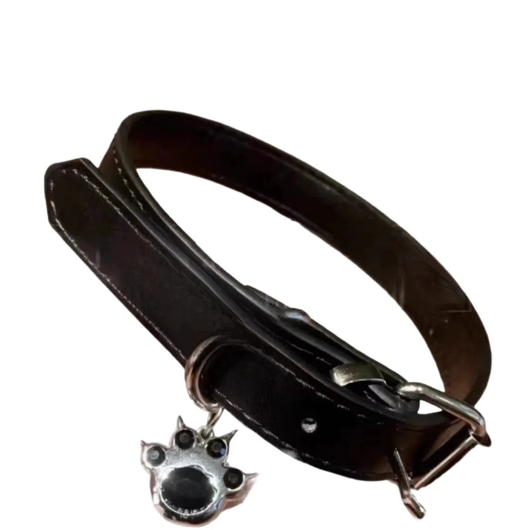 Black little bell shape choker neck band with adjustable fit, mixed material, three black colour options including LD leather