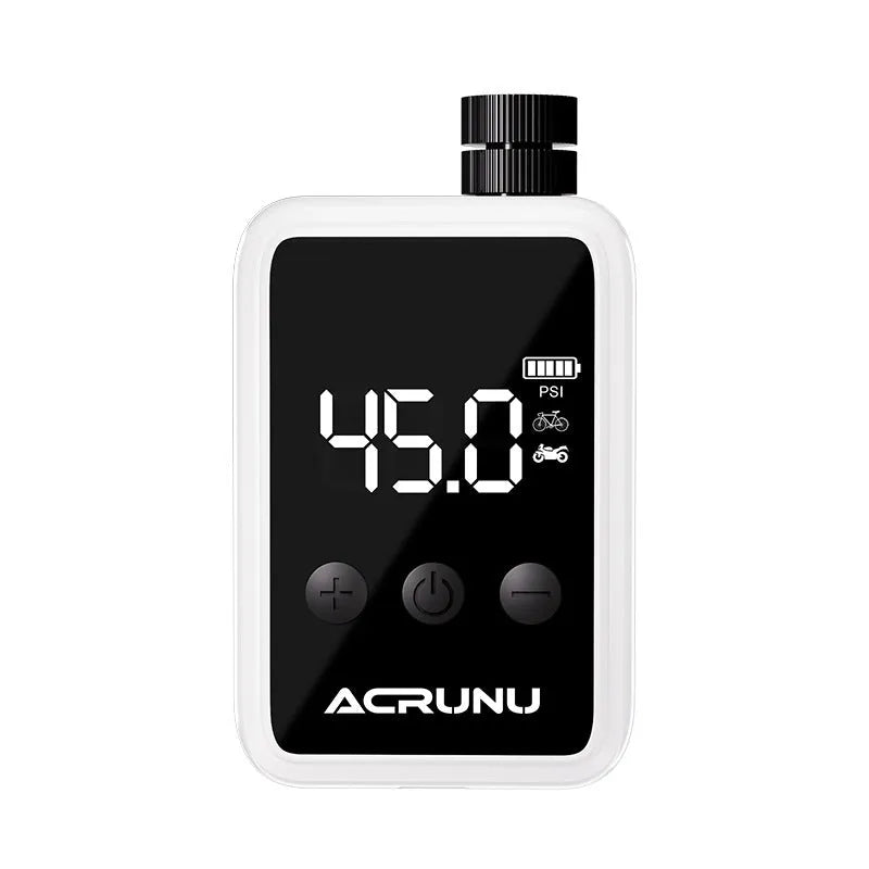 Bicycle intelligent digital display inflator in moon white with adaptors and Type-C cable