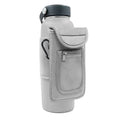 Fitness water bottle cover in cloth with a choice of magnetic clasp or carabiner clip in various colours.