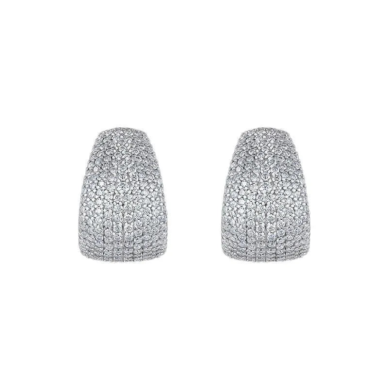 Geometric sterling silver ear studs with moissanite design in white colour