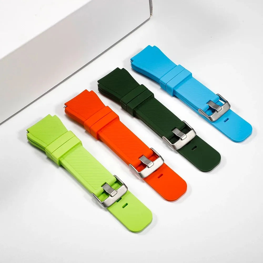 Silicone sports watch strap for S3 Twill smartwatch showing multiple colour options