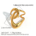 Geometric lines hollow out stainless steel ring with PVD gold plating on a neutral background
