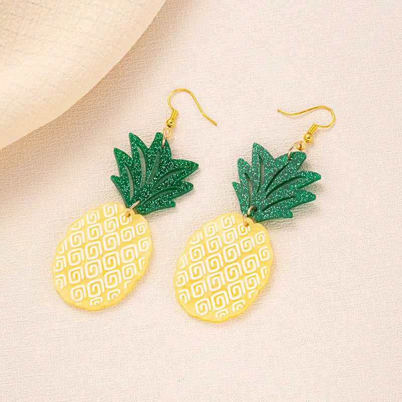 Acrylic drop earrings with coconut design on alloy hook in one of five colour styles.