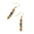 Geometric titanium steel dangle earrings with 18K gold plating in retro style
