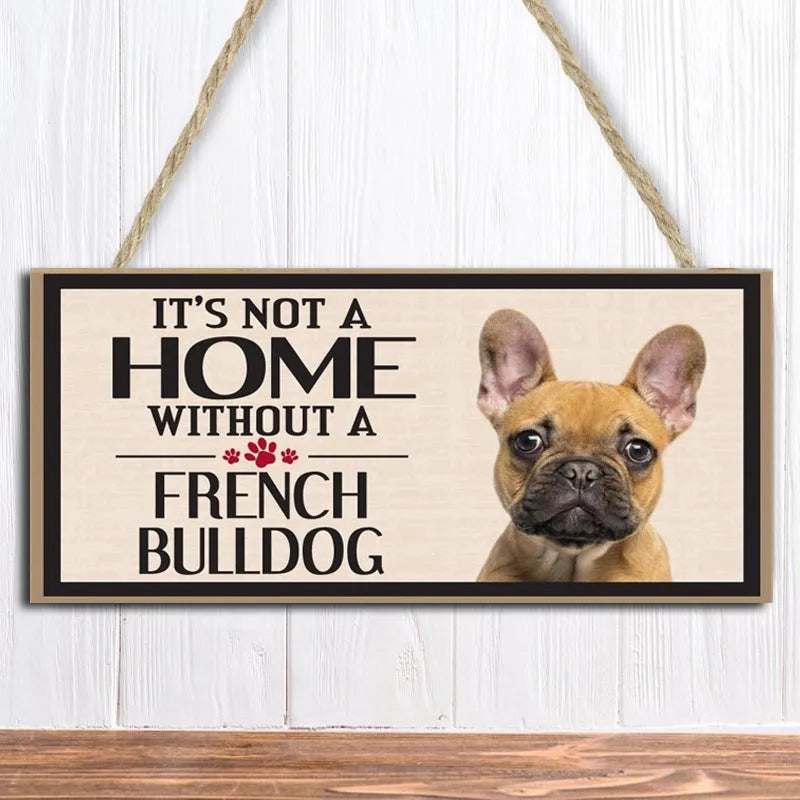 Wooden dog pet hanging rectangular beech plaque in 10x20cm with 16 colour options