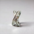 Copper ring with a metal cross design, micro-inlaid zircon, and electroplated silver or rose gold finish.