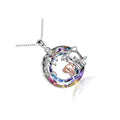 Platinum colour women's necklace with animal shapes and geometric diamond and Saturn designs