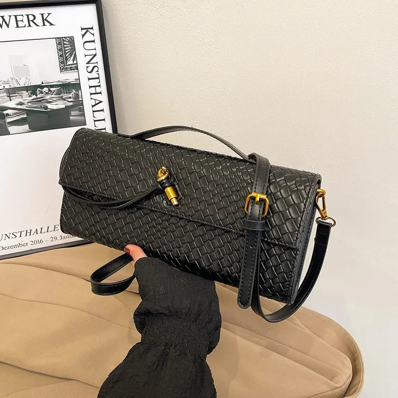 Retro PU messenger bag with single shoulder strap in black, white, silver, wine red, gold, brown or green
