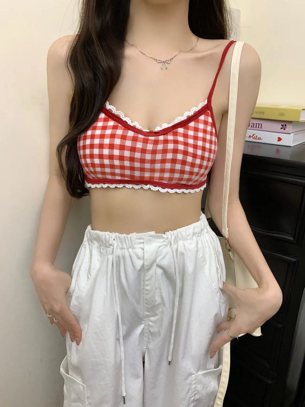 Women's nylon camisole bra top seamless backless tube waist length moderate lift in six colours dopamine wear