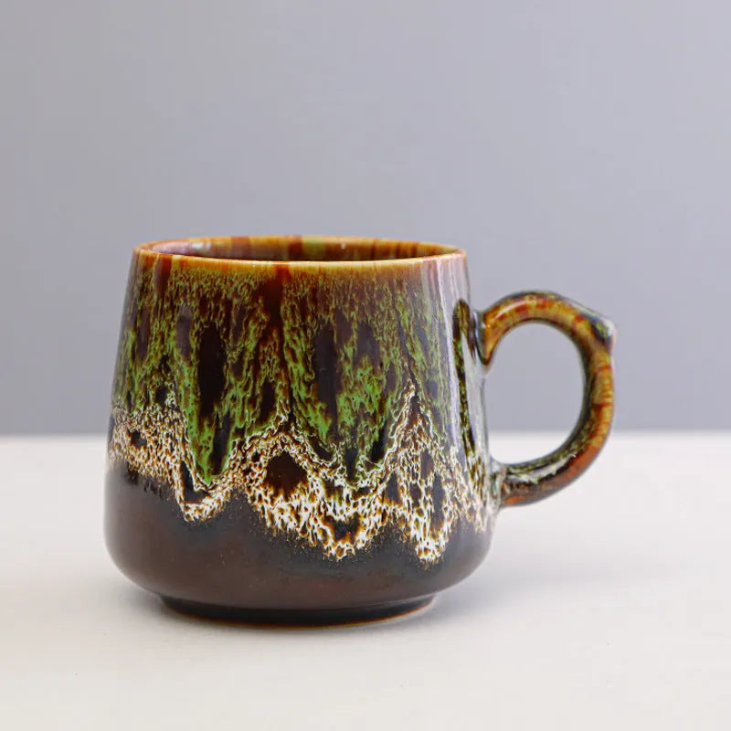 Large capacity retro style coffee mug measuring 8.5cm tall with 8cm diameter in mild luxury design