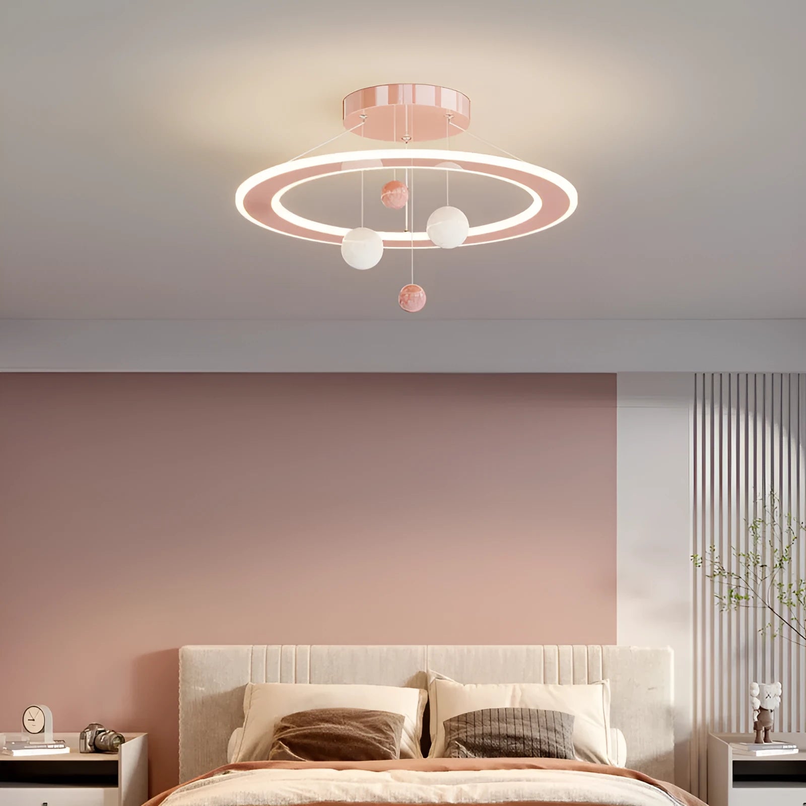 Modern children's bedroom chandelier creative lamp in modern simplicity style with pink or white light options