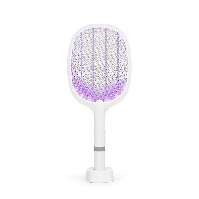Orange and blue rechargeable electric mosquito swatter with USB charging port