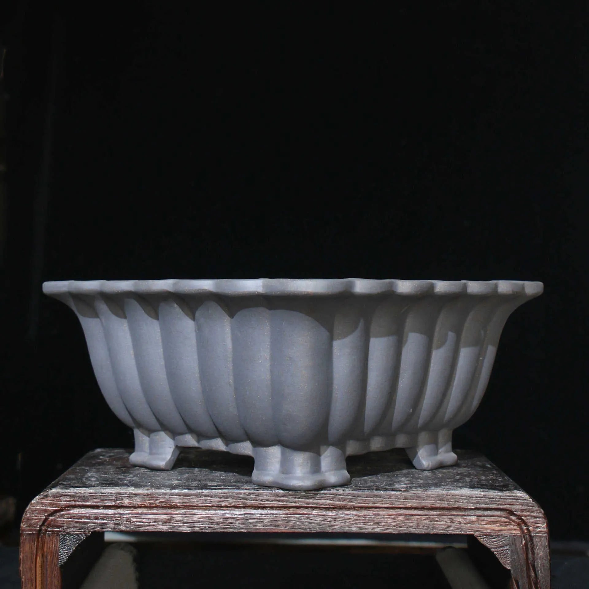 Purple sand ceramic square bonsai pot with du Xiliang colour finish, 37cm diameter classical desktop planter