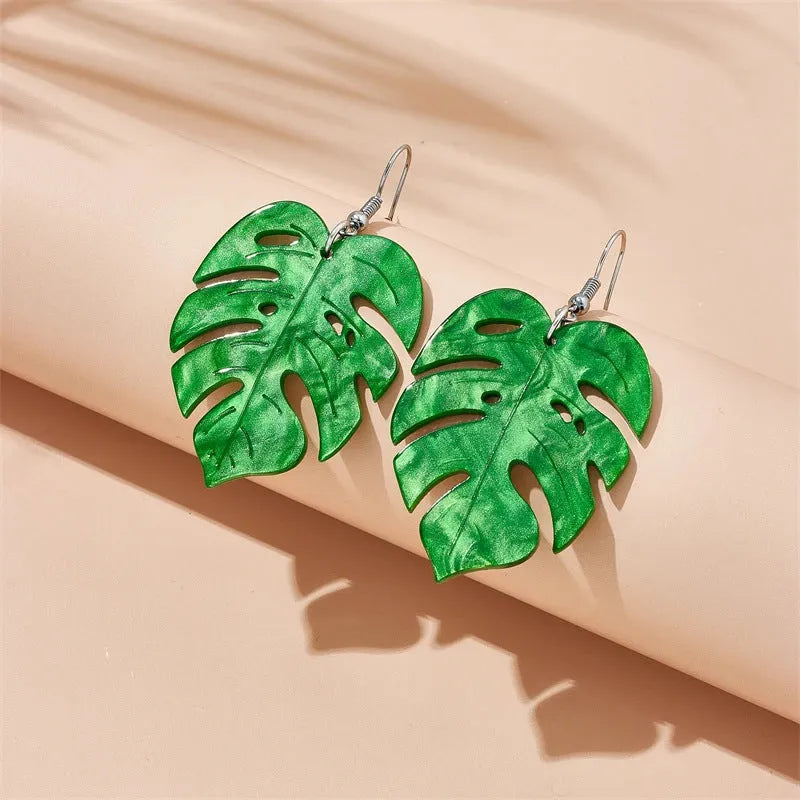 Acrylic drop earrings with coconut design on alloy hook in one of five colour styles.