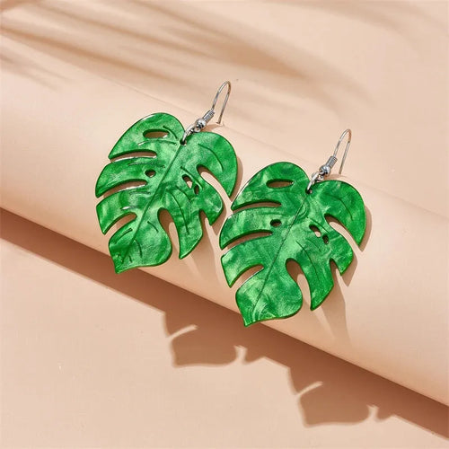 Acrylic drop earrings with coconut design on alloy hook in one of five colour styles.