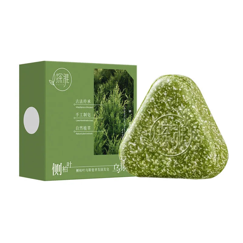 Chinese arborvitae twig Usman herbal soap bar for hair fixing and cleansing, 120g weight