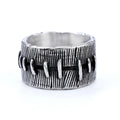 Geometric titanium steel dark punk double ring in a U-shape, shown in a retro colour.