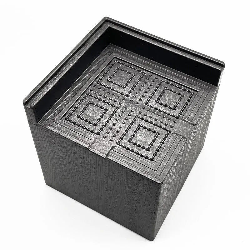 Four black thickened plastic furniture foot mats for raising sofa and bed height