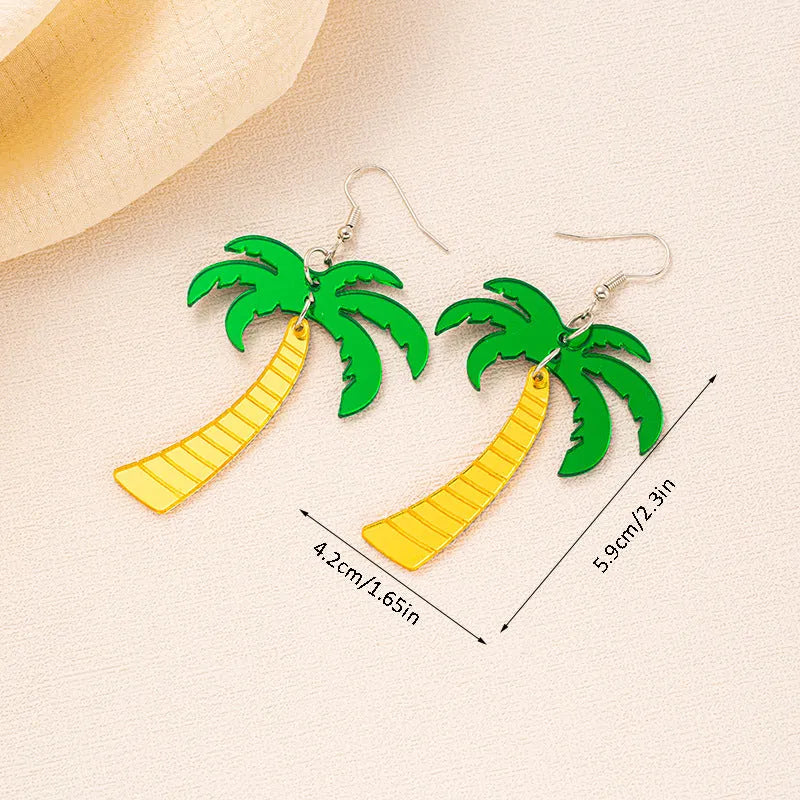 Acrylic drop earrings with coconut design on alloy hook in one of five colour styles.