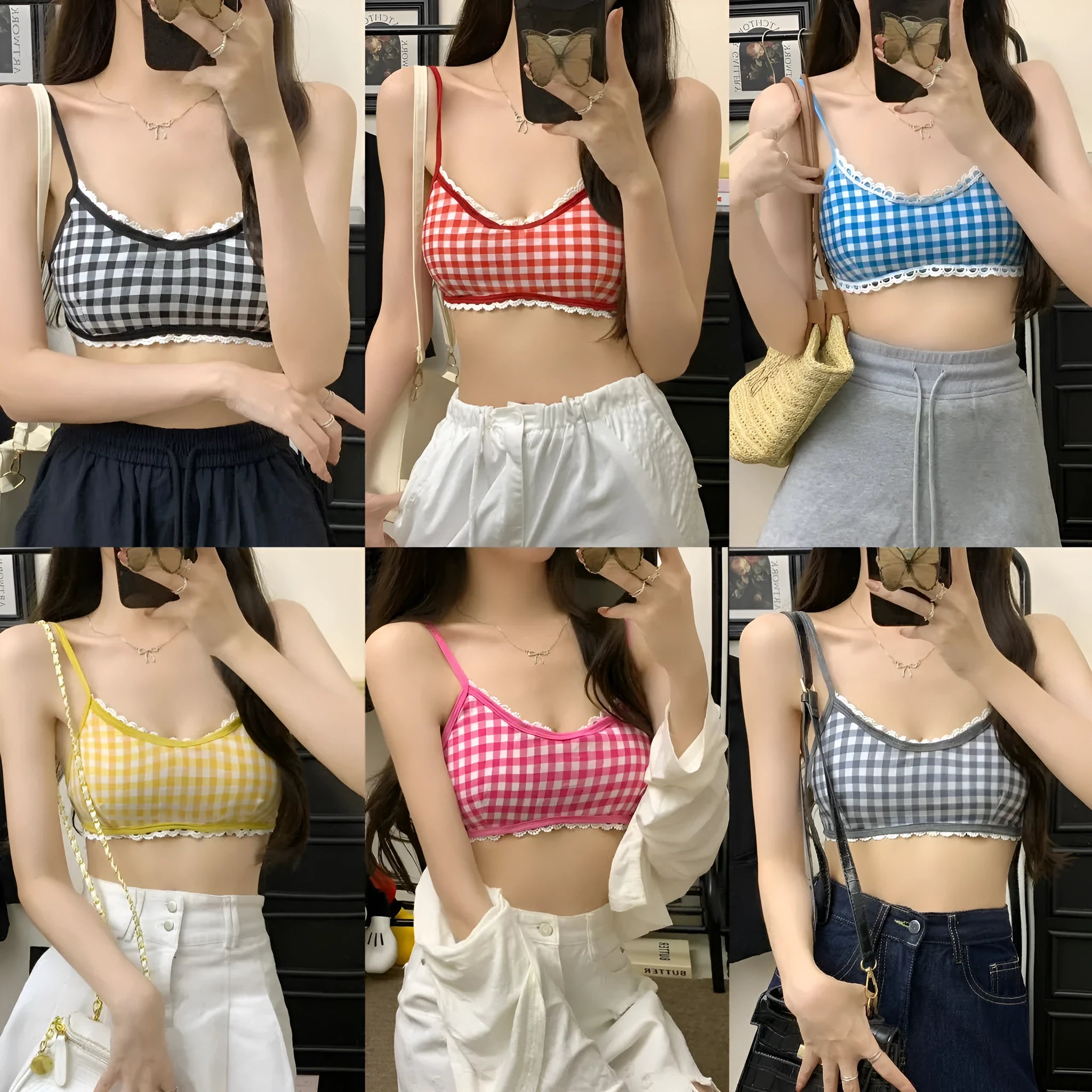 Women's nylon camisole bra top seamless backless tube waist length moderate lift in six colours dopamine wear