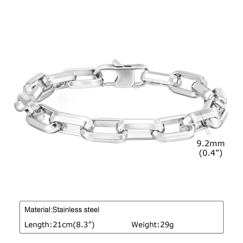 Simple square chain stainless steel bracelet for men in gold colour.