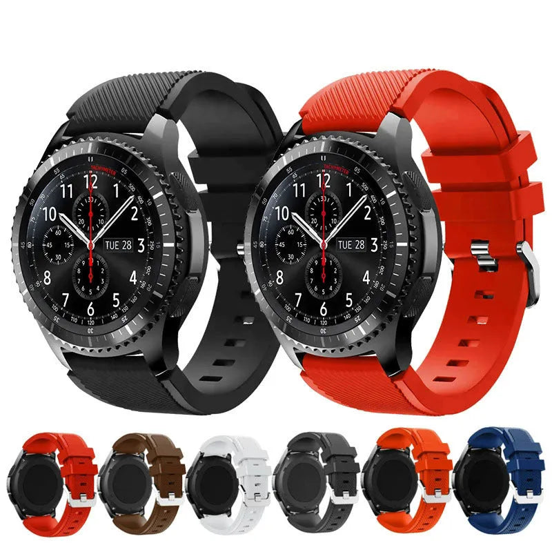 Silicone sports watch strap for S3 Twill smartwatch showing multiple colour options
