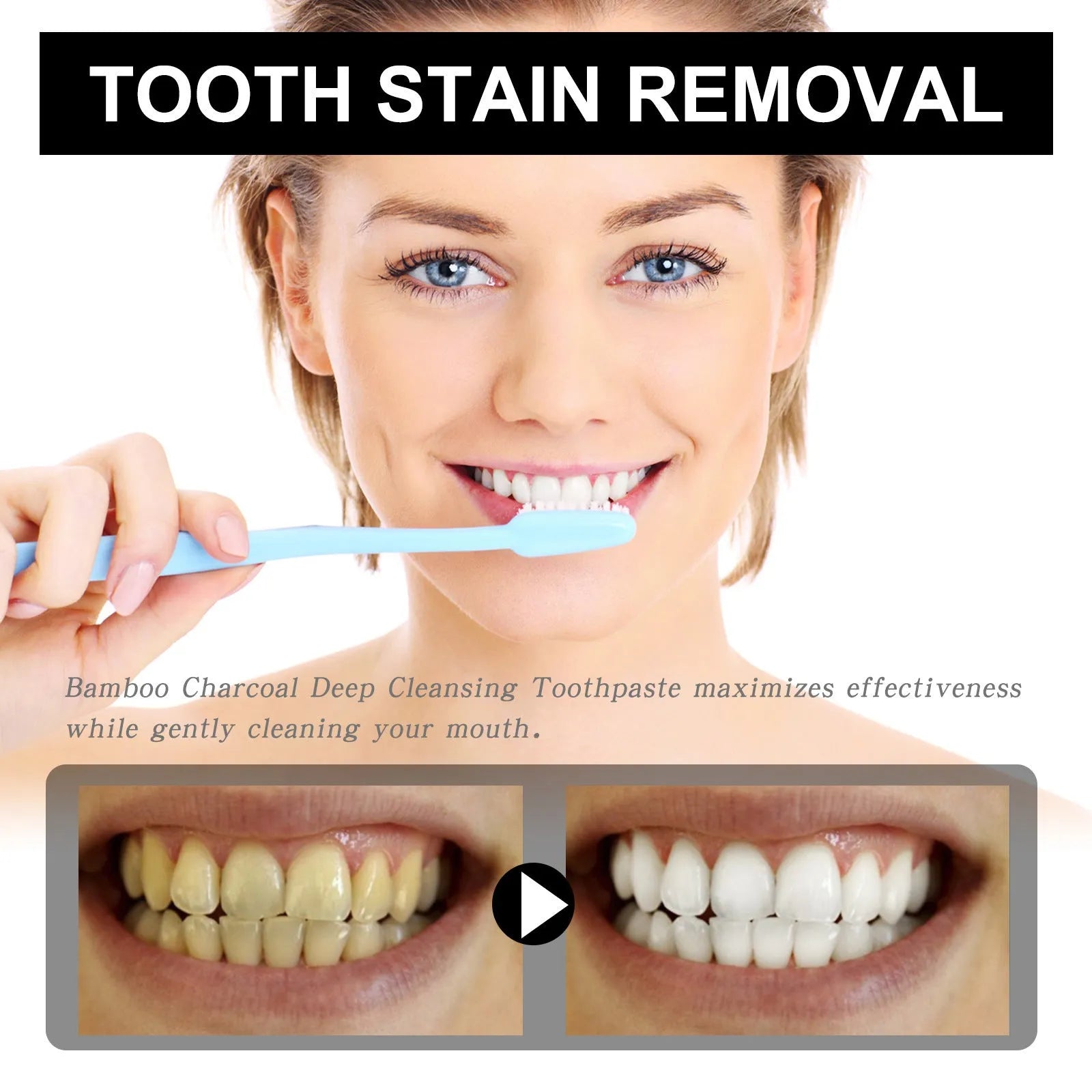 30ml bamboo charcoal bright white toothpaste tube for stain removal and teeth whitening