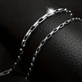 Titanium steel silver box chain necklace 3mm width with polished finish on display