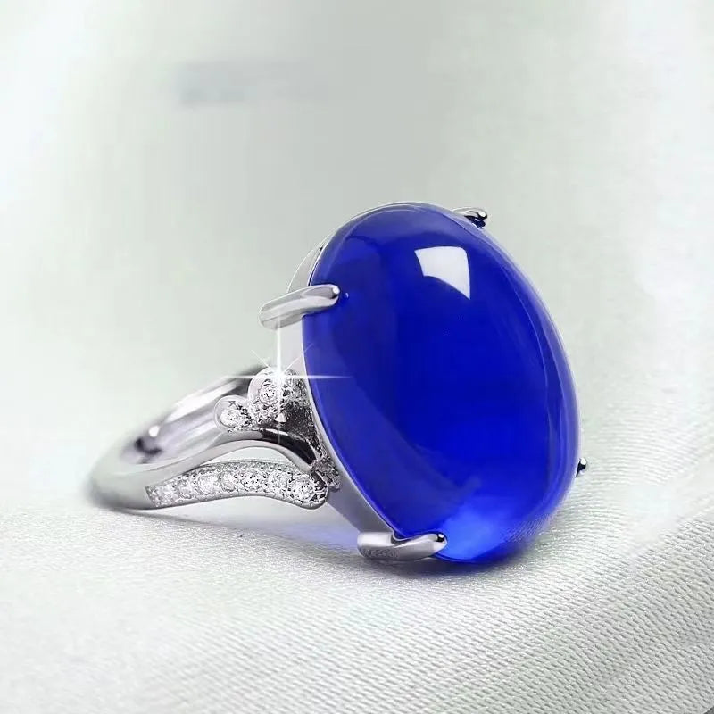 Natural sapphire ring with adjustable opening and geometric ethnic design in five colour options