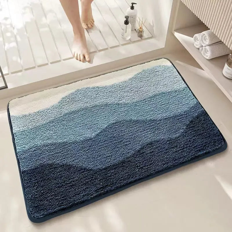 Cashmere floor mat with plastic bottom, printed Sky And Sea pattern, 40 x 60 cm