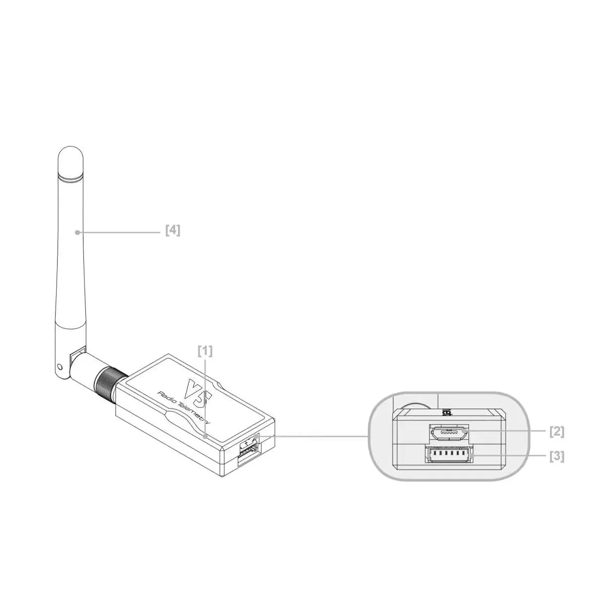 Radio Telemetry V5 500MW data transmission module for UAV and drone communication in black