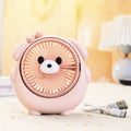 Small plastic desktop electric fan in a choice of six colours, including puppy-themed options, with USB cable.