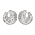 Women's geometric earrings with irregular pleats and concave-convex texture in gold or white finish