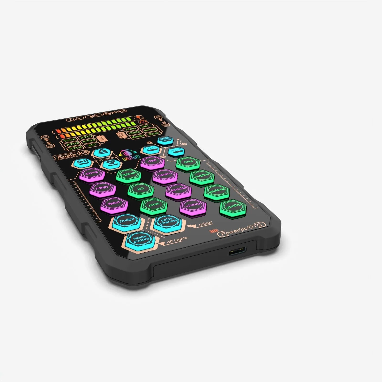 K9 outdoor mobile live streaming sound card suit in black with wired connection