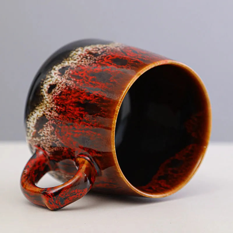 Large capacity retro style coffee mug measuring 8.5cm tall with 8cm diameter in mild luxury design