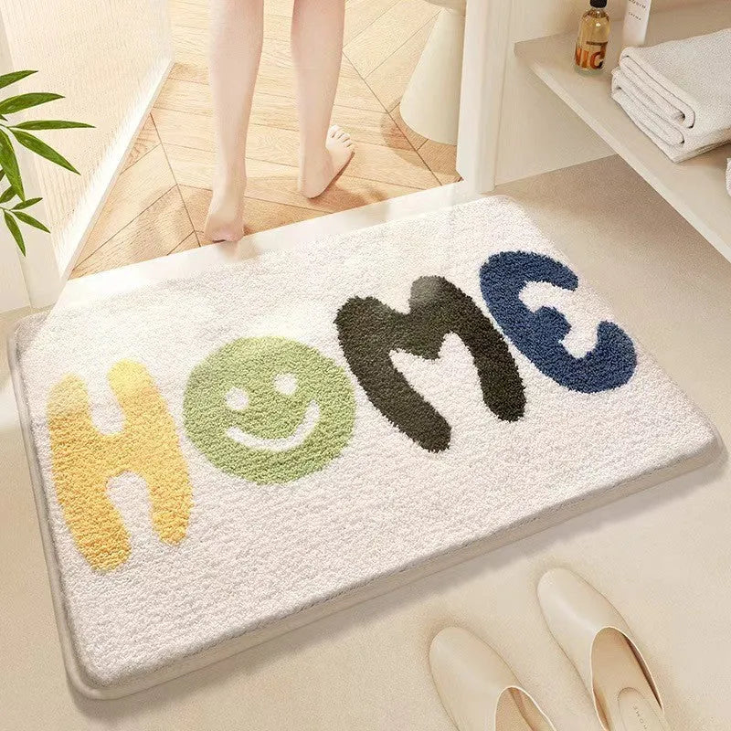 Cashmere floor mat with plastic bottom, printed Sky And Sea pattern, 40 x 60 cm