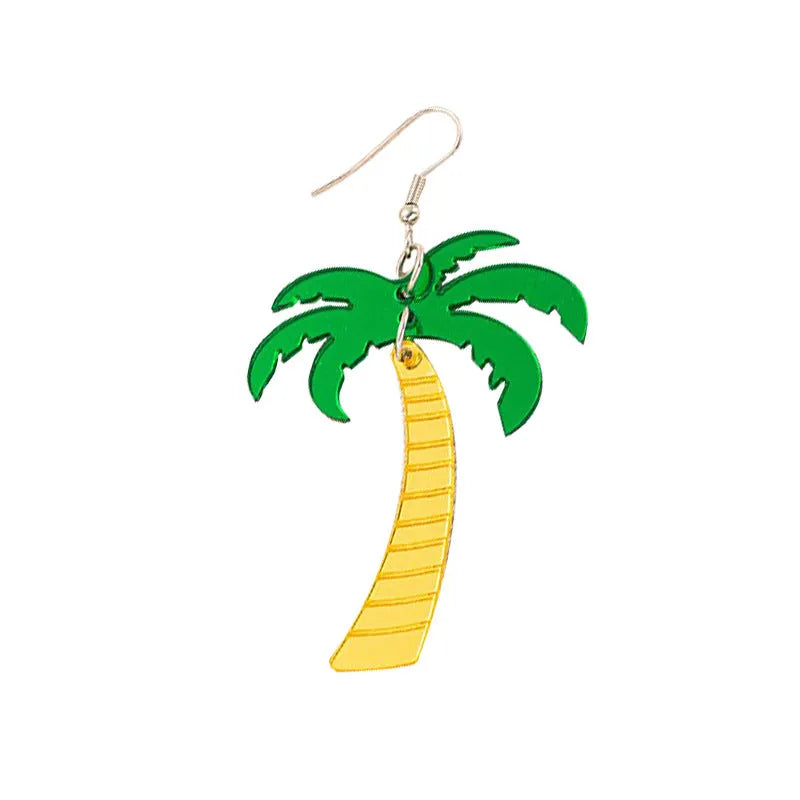 Acrylic drop earrings with coconut design on alloy hook in one of five colour styles.