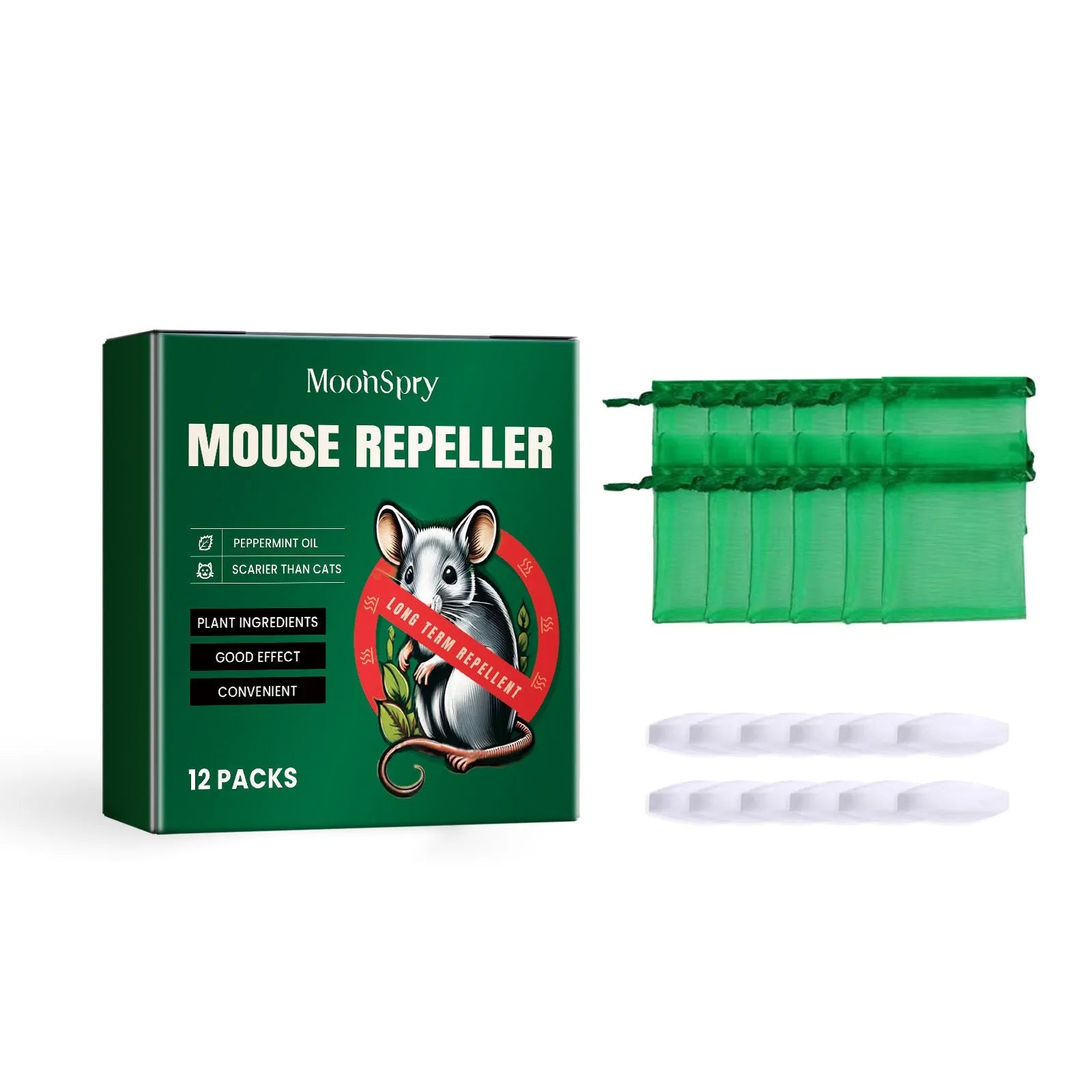 60ml bottle of natural rat repellent spray for home, outdoor, and car use.