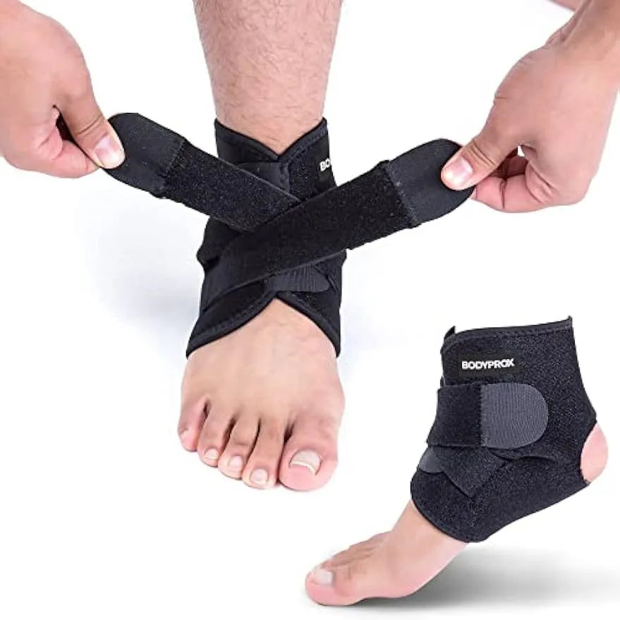 Black sports ankle support protective gear for basketball, football and running activities