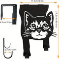 Black decorative iron cat wall hook with punch-free adhesive mounting system