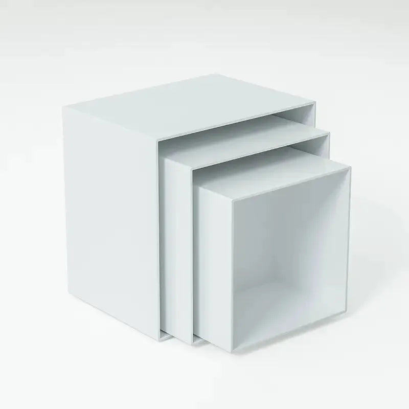 White plastic cube dessert display stand six-piece set for cake and pastry presentation