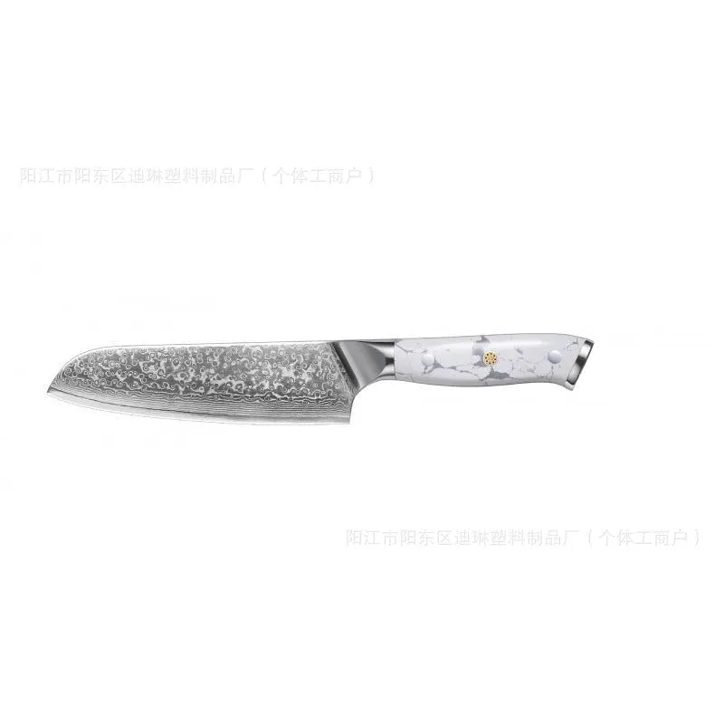 Damascus pattern VG10 steel chef knife with 21cm blade and modern handle