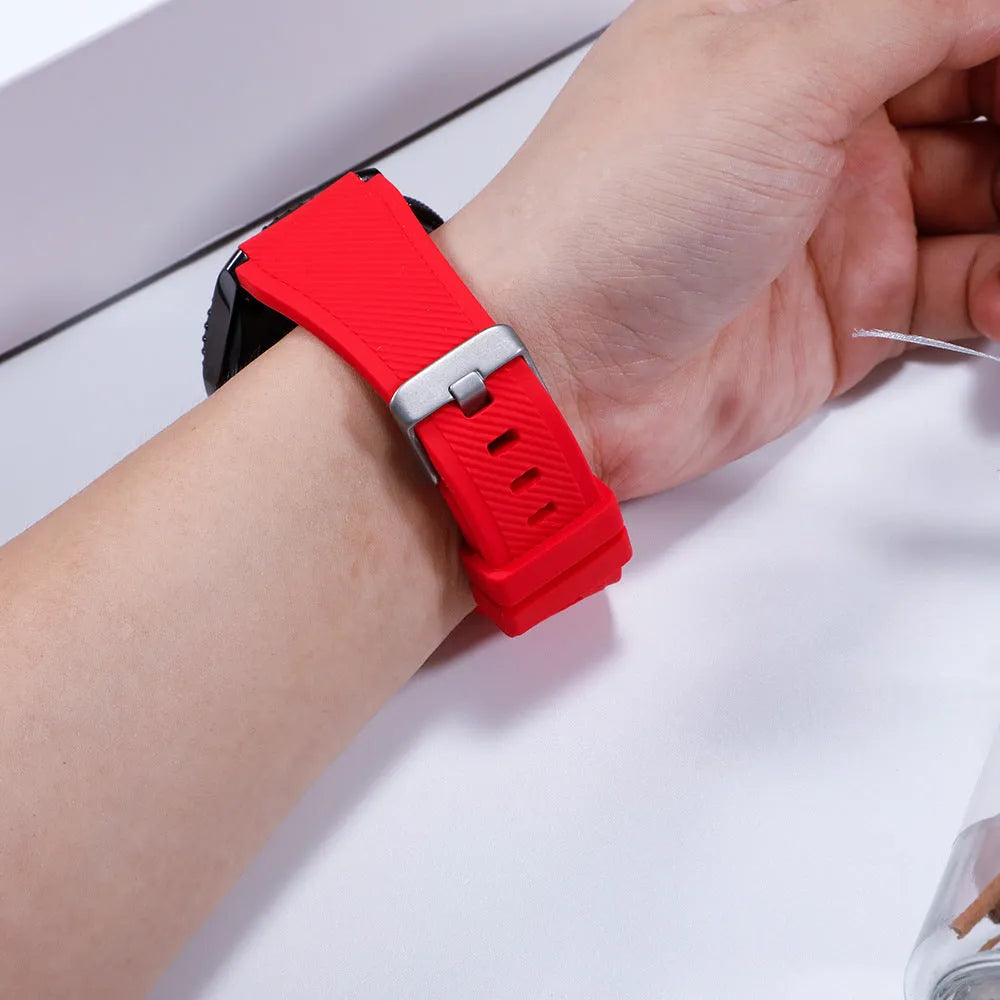 Silicone sports watch strap for S3 Twill smartwatch showing multiple colour options