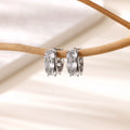 Women's stainless steel U-shaped clip earrings with zircon detailing in colour E5772P