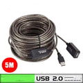 5m USB male to female extension cable with chip, copper wire and transparent black finish