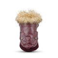 British-style leather dog coat in black and wine red colours for autumn and winter seasons