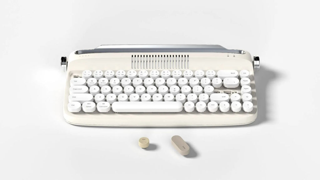 B307 rechargeable retro Bluetooth wireless keyboard in sand beige with ABS construction and retro design