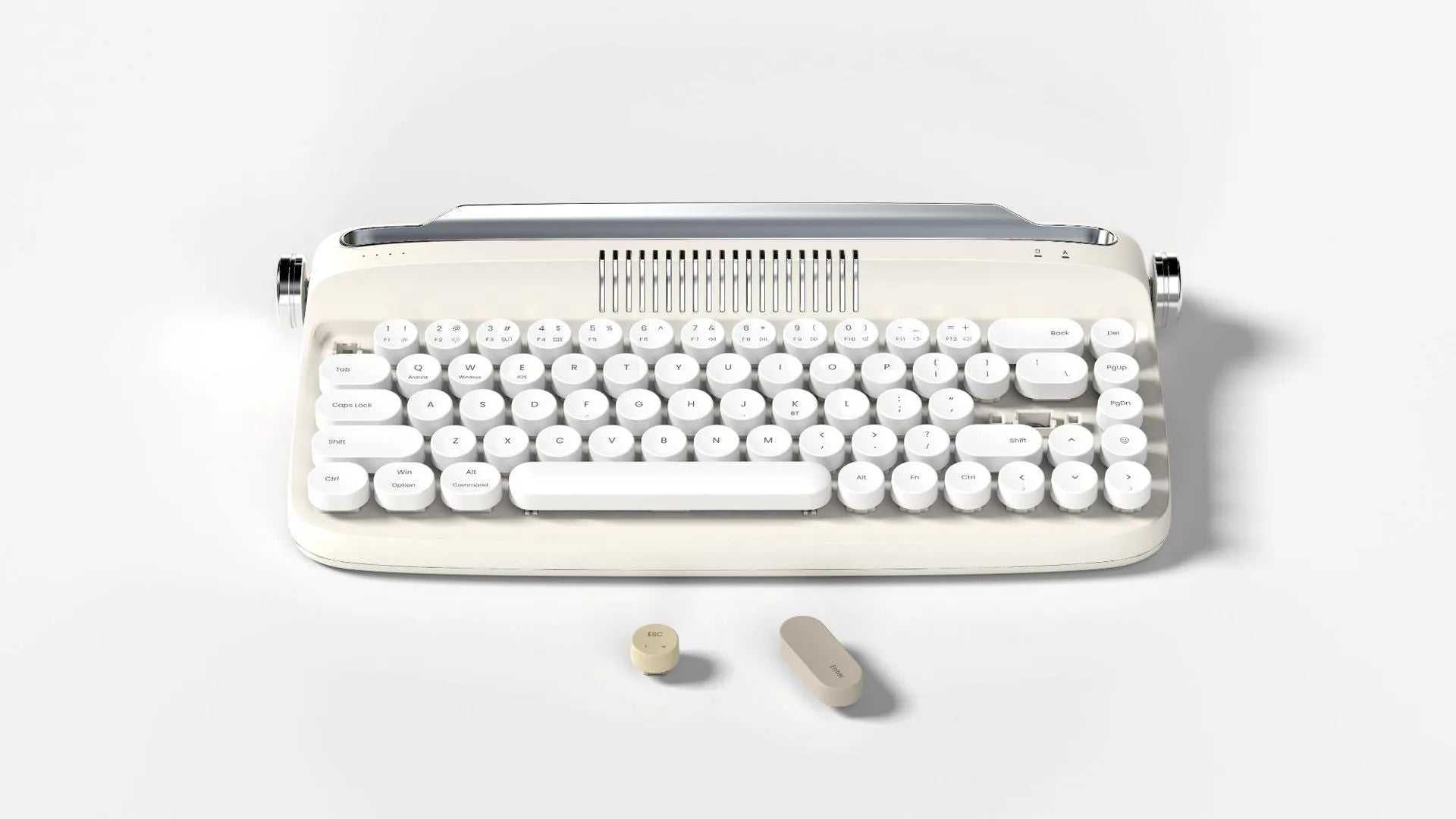 B307 rechargeable retro Bluetooth wireless keyboard in sand beige with ABS construction and retro design